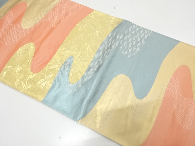 JAPANESE KIMONO / ANTIQUE FUKURO OBI / SILK / WOVEN PLANTS